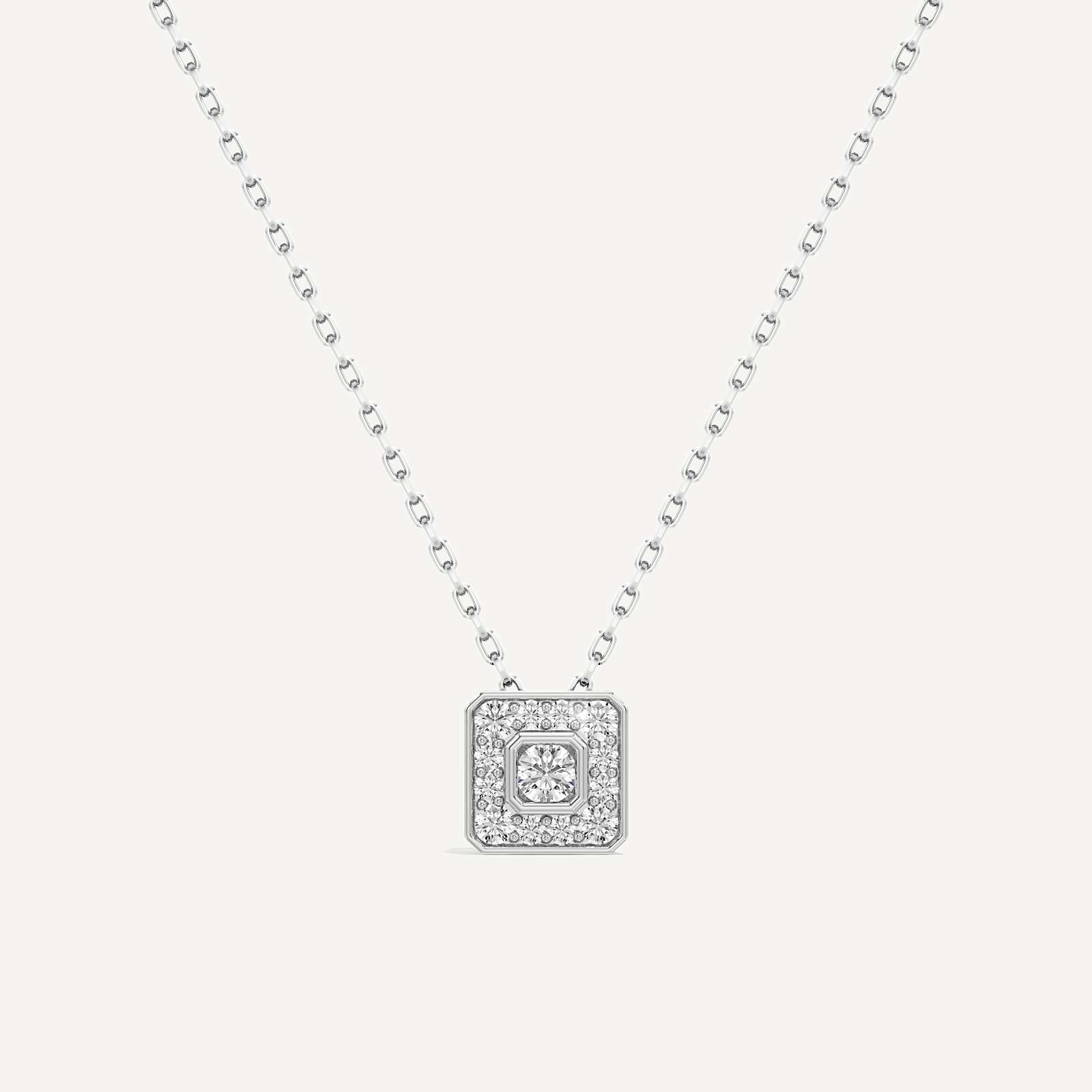 Softly Framed Asscher Diamond Pendant with Chain