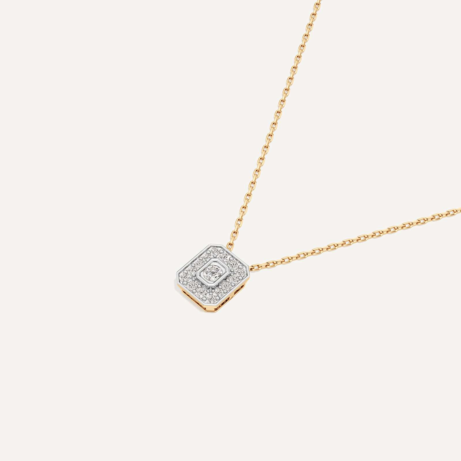 Understated Pull Emerald Diamond Pendant with Chain