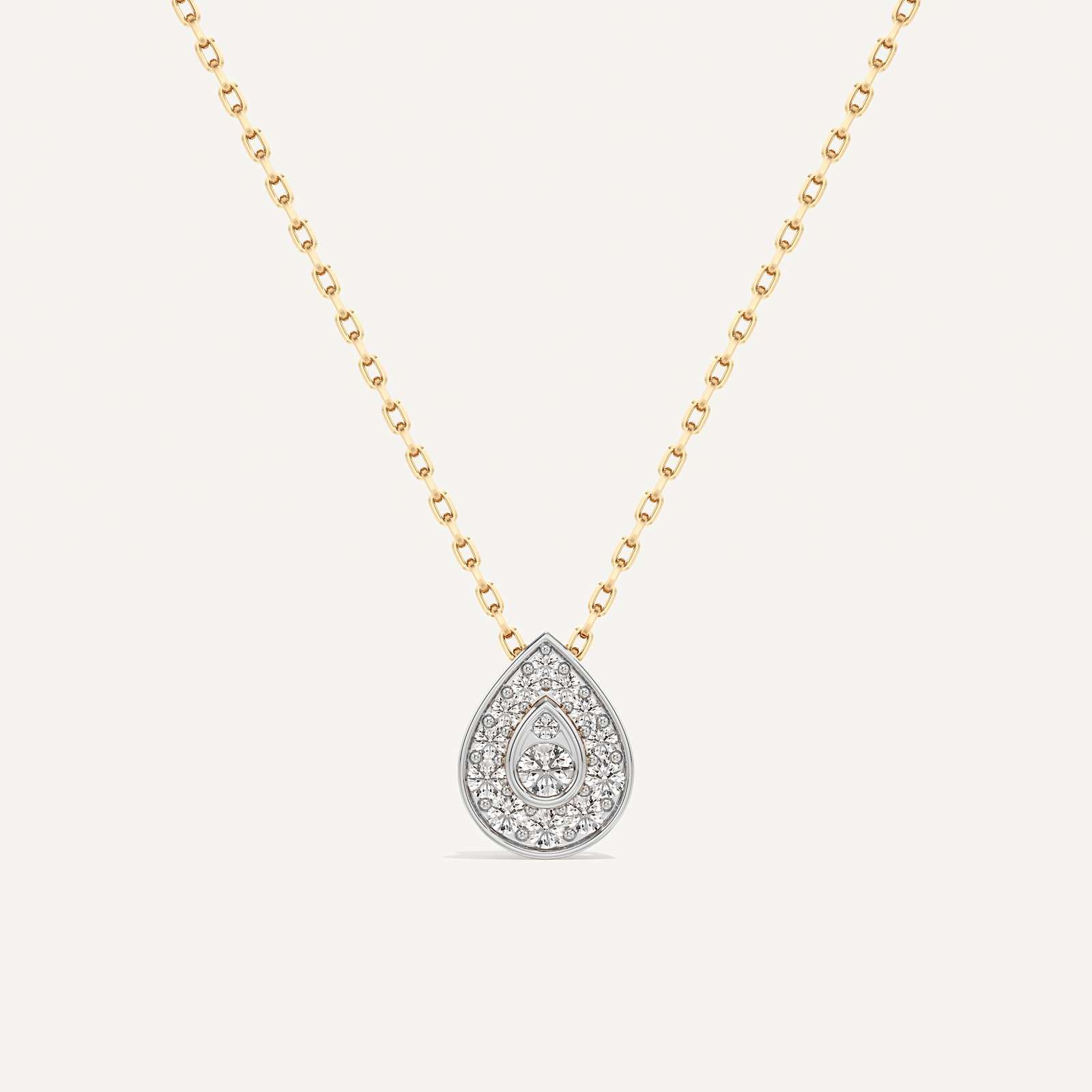 Quietly Seen Pear Diamond Pendant with Chain