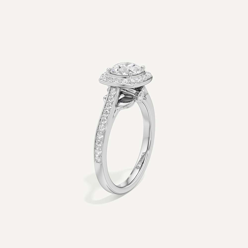 Celeste Hidden Accent Cathedral Halo Diamond Engagement